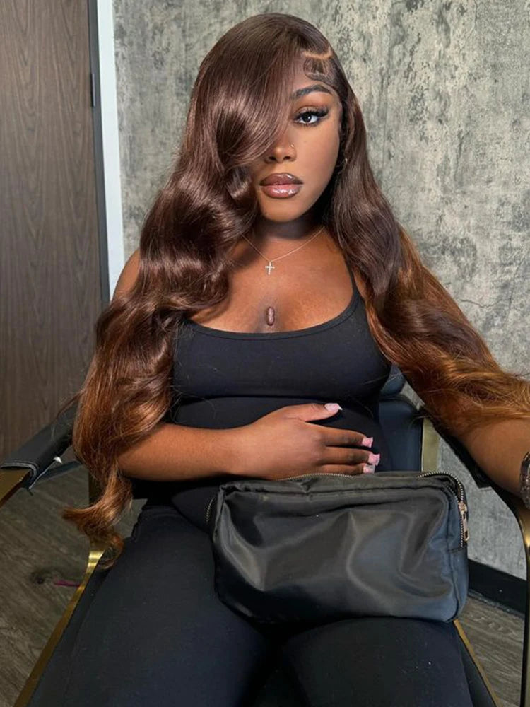 Chocolate Brown Body Wave - HD Lace Frontal Human Hair Wig