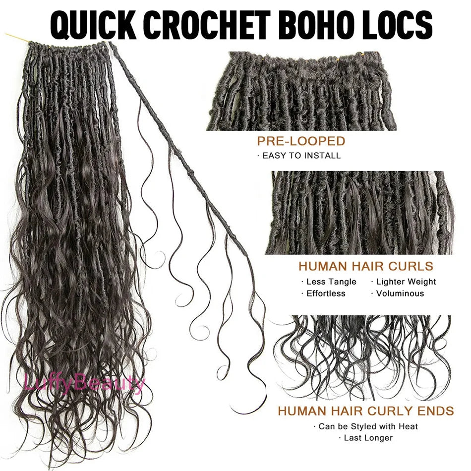Body Wave Pre-Looped Human Hair Crochet Boho Locs