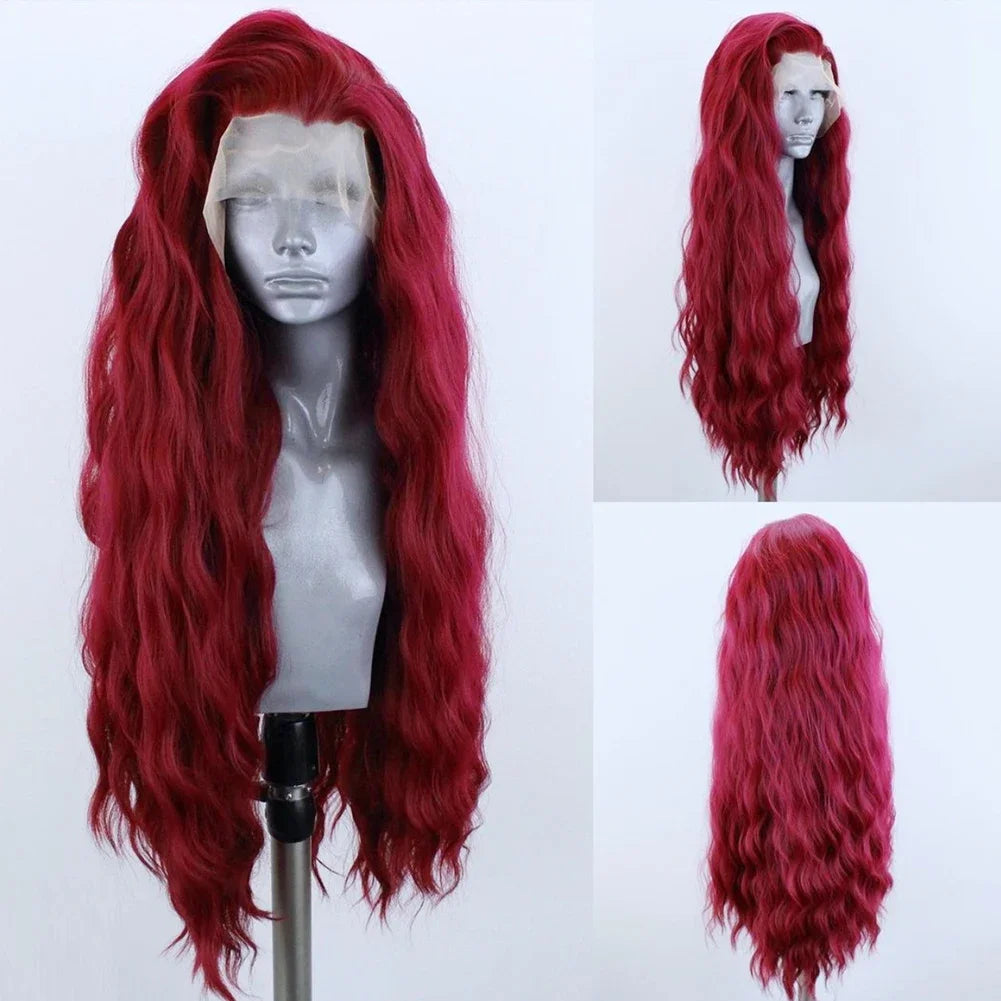 24 Inch Water Wave Synthetic Lace Front Pre Plucked Wigs - Various Colors Available
