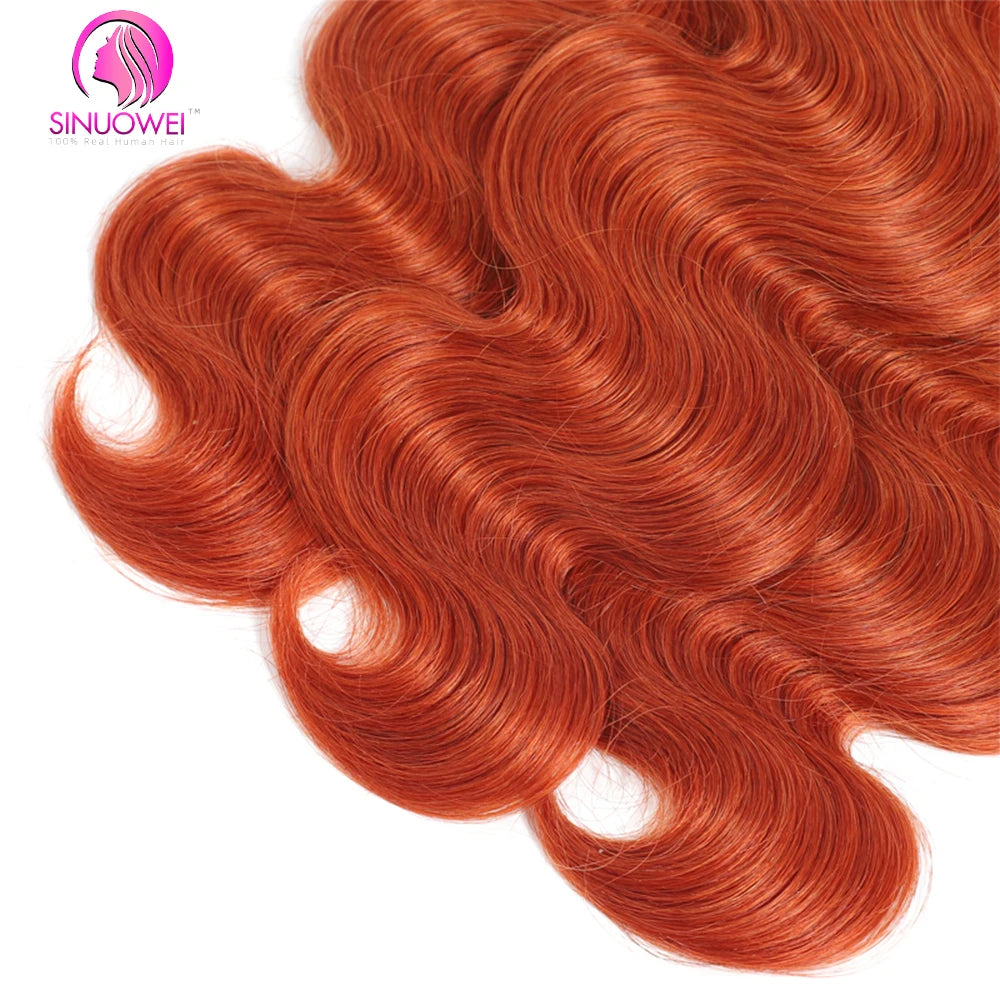 Body Wave Ginger Bundles With Blonde Body Wave Closure  - Human Hair Various Lengths