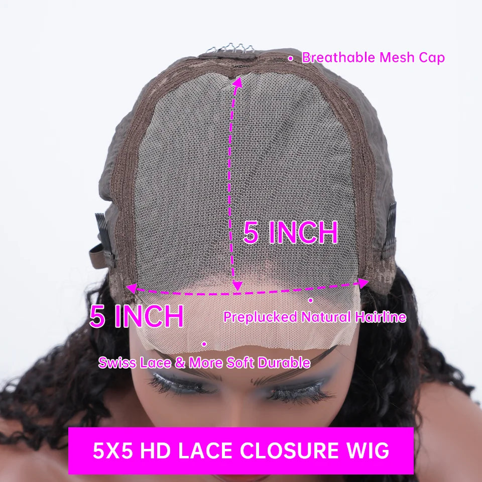 Reddish Brown Deep Curly Wave - HD Lace Frontal Human Hair Wig
