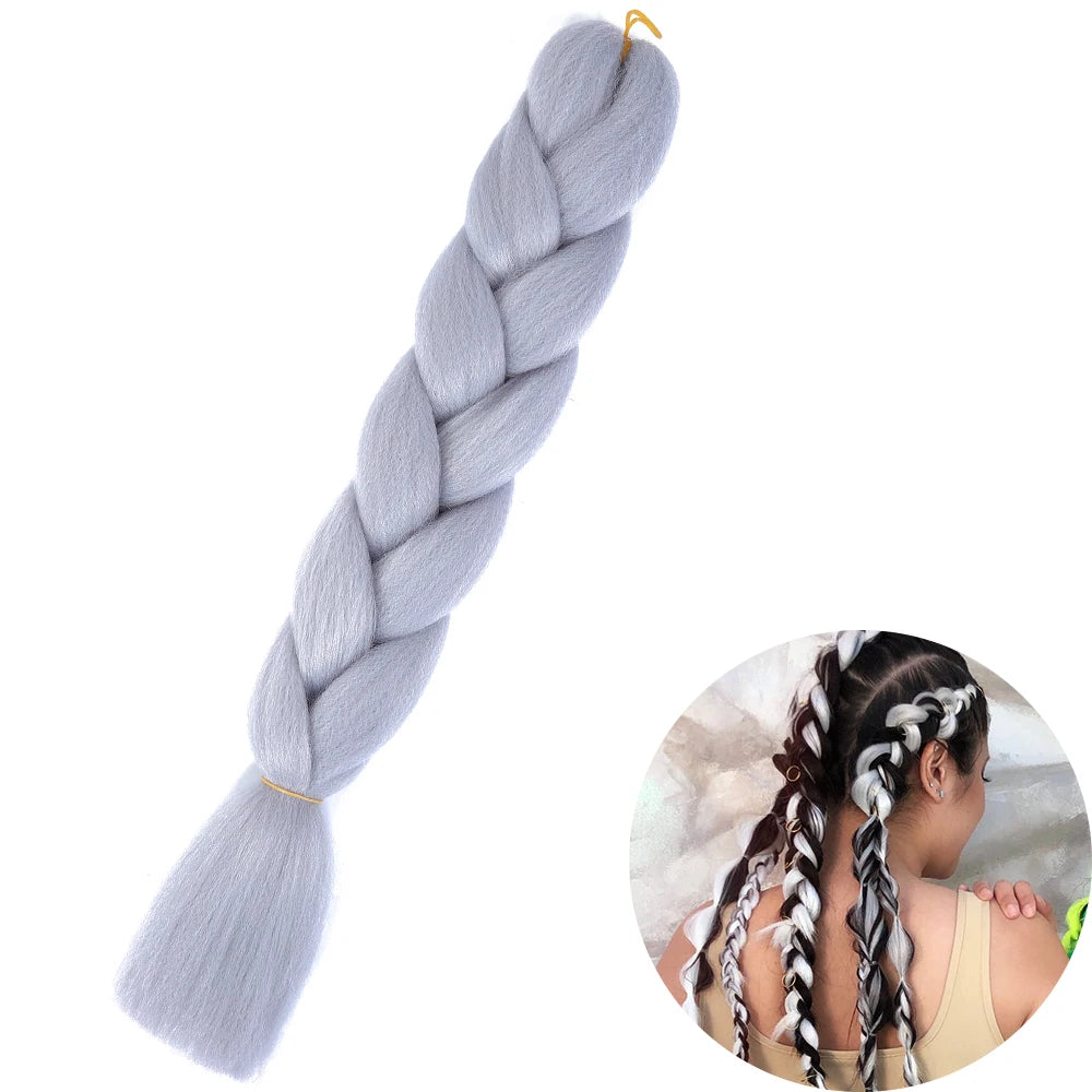 24" Synthetic Yaki Jumbo Braiding Hair - Various Colors Available