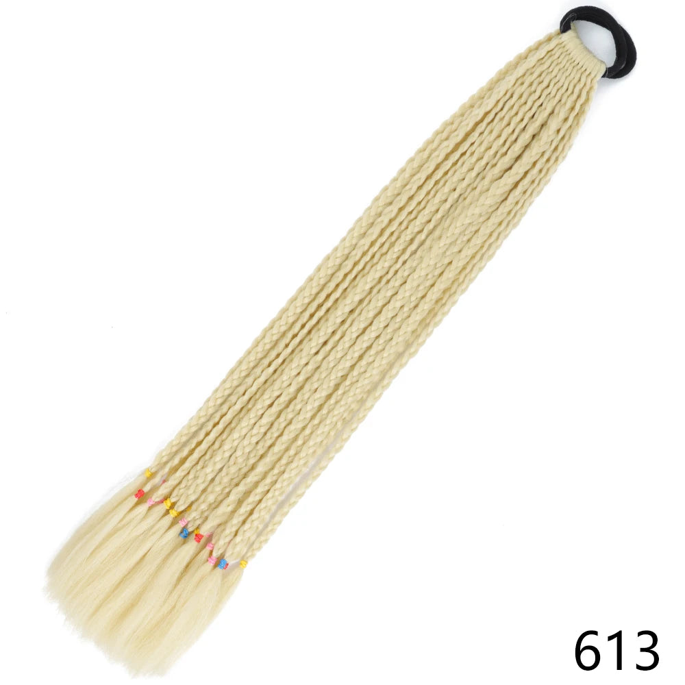 Synthetic Gradient Color Braided Ponytails With Elastic Band