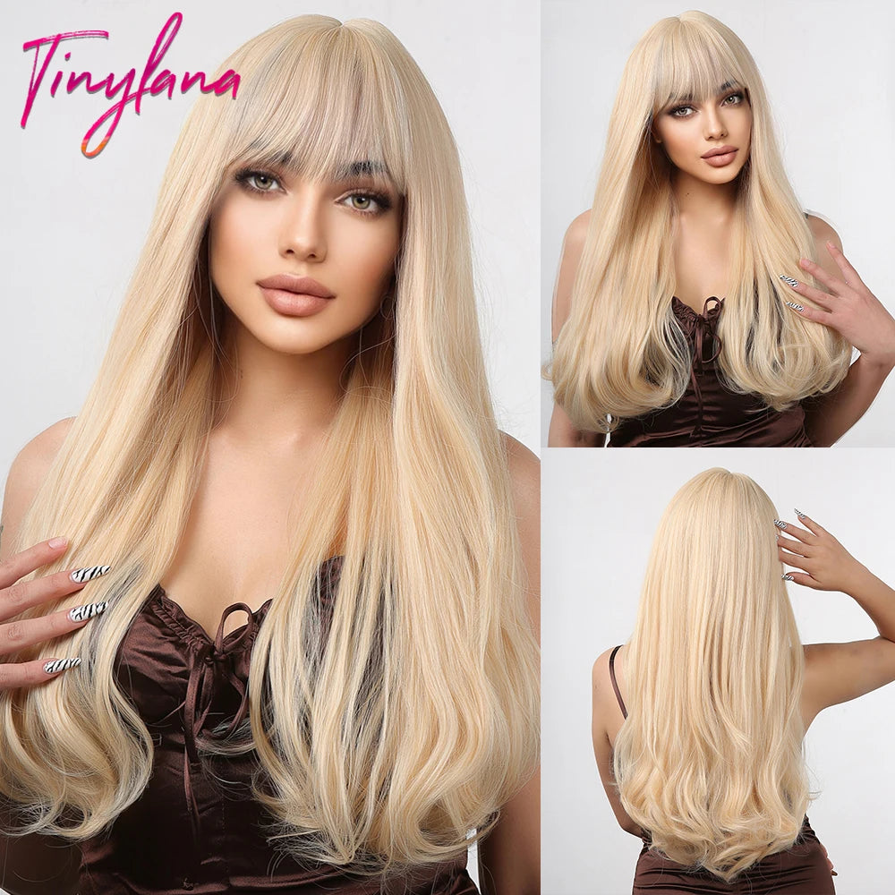 Long Curly Wavy Cosplay Synthetic Wigs With Bangs - Various Colors Available