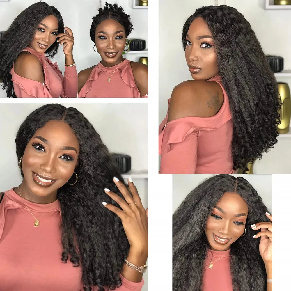 Kinky Curly V Part Synthetic Wig