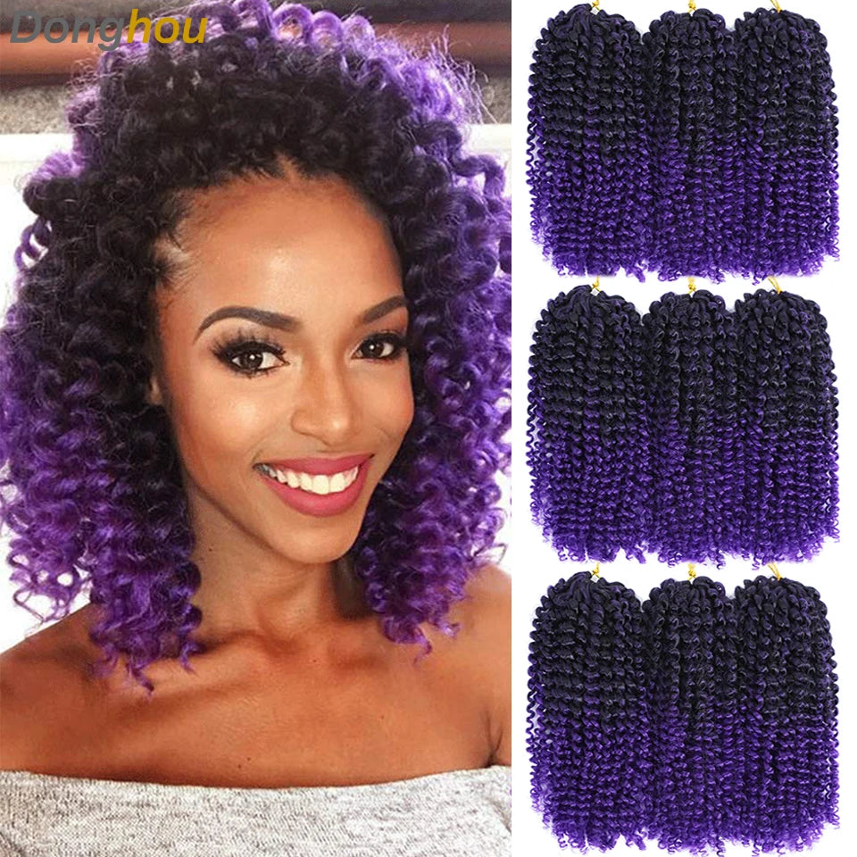 8 Inch Curly Passion Twist Synthetic Crochet Hair - Various Colors Available