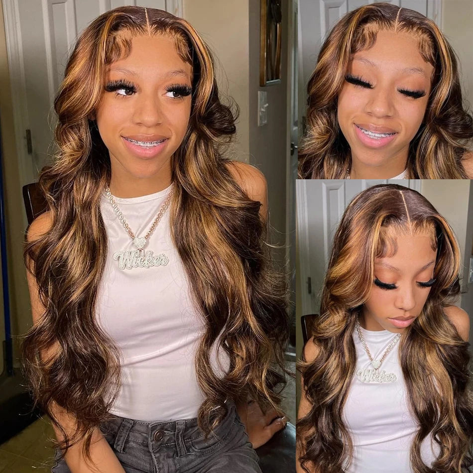 Body Wave Highlight Colors - HD Lace Frontal Human Hair Wig
