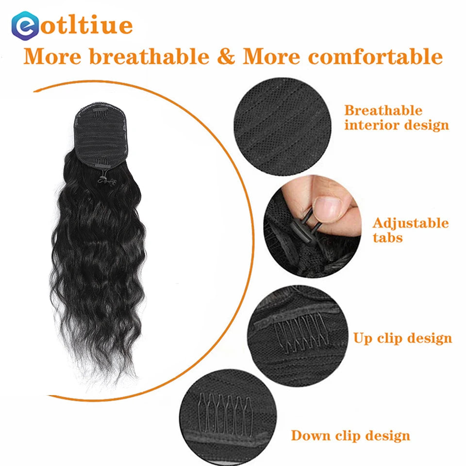 Body Wave Brazilian Remy Drawstring Clip In Human Hair Ponytail, 8-26 Inches Available