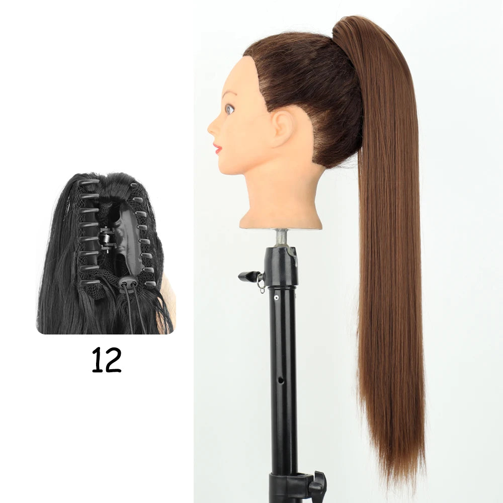 Synthetic 24" Long Wavy Claw Clip On Ponytail