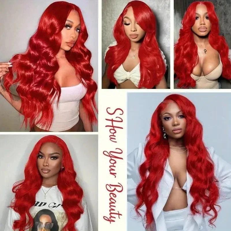 Red Body Wave HD Lace Frontal Human Hair Wig