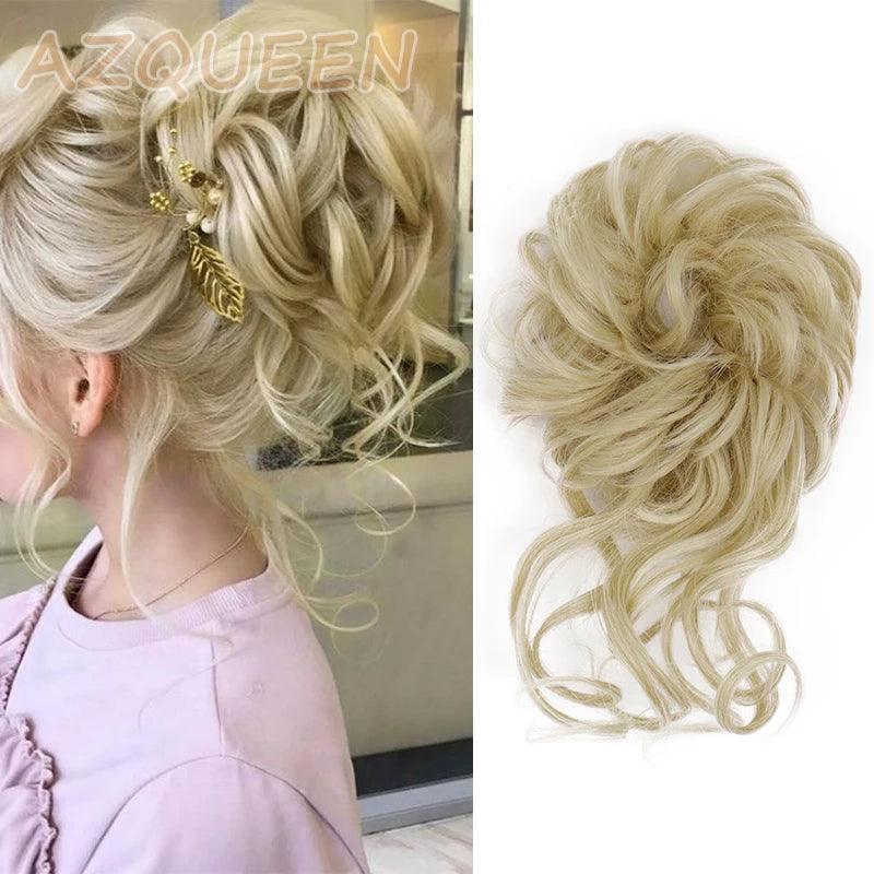 Synthetic Culrly Messy Ponytail Updo Bun with Elastic Band/Scrunchy