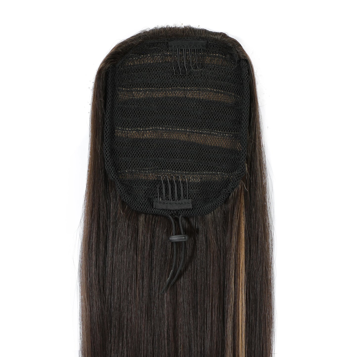 Blonde Long Silky Straight Ponytail Synthetic Hair; DrawString Clip-In Piece