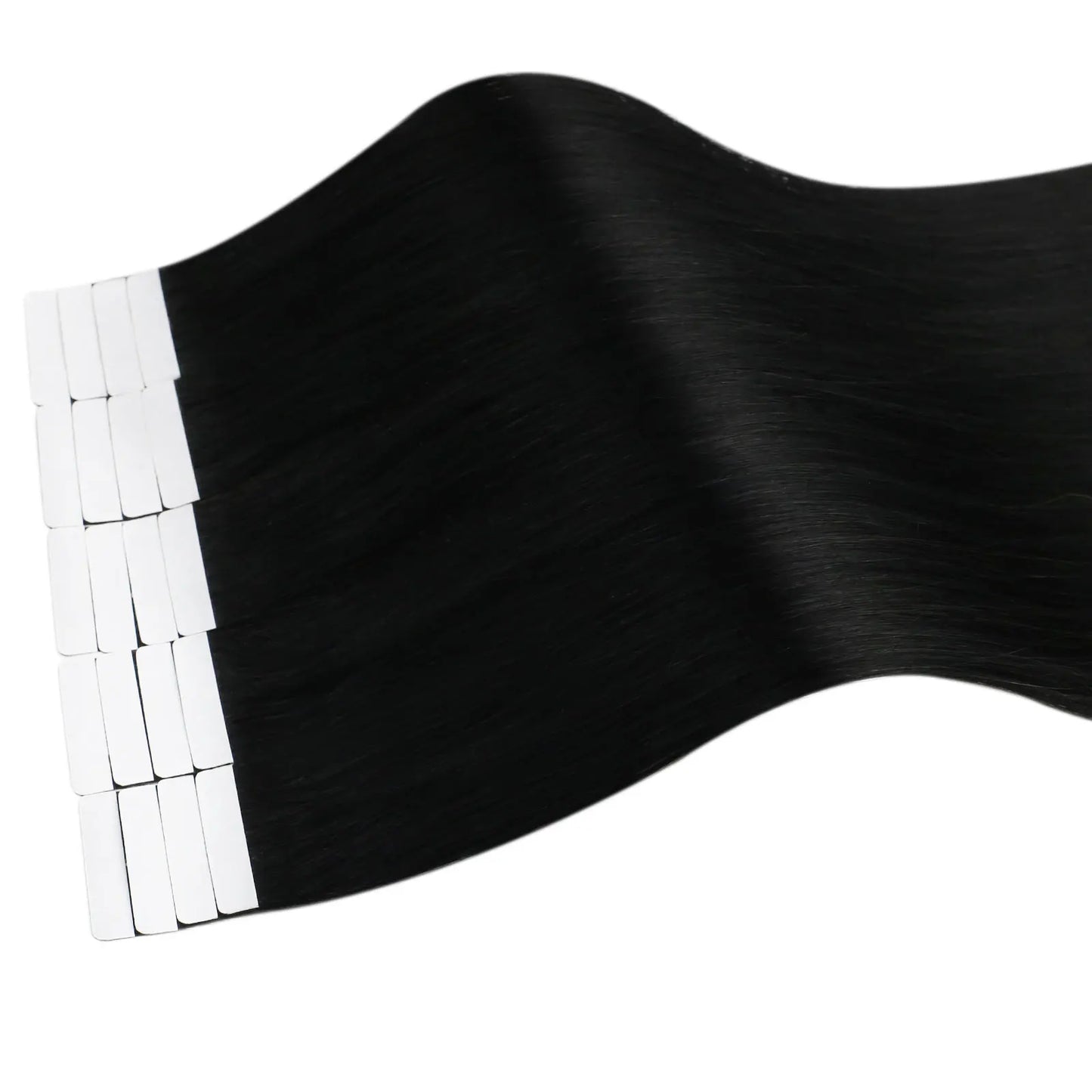 Jet Black Straight Human Hair Tape - In Extensions - Seamless Invisible