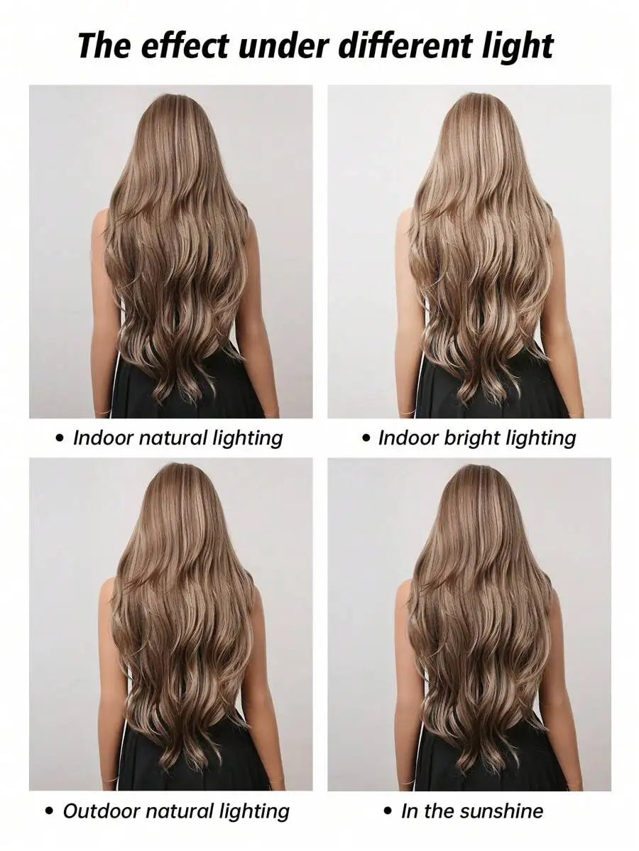 Long Curly Wavy Heat Resistant Synthetic Wigs With Bangs - Various Colors Available