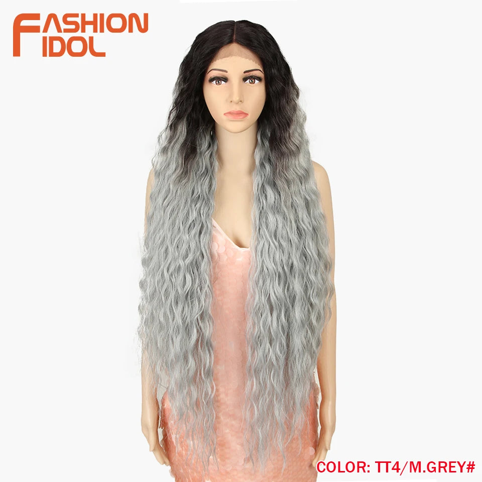 Water Wave 42 Inch Lace Front Synthetic Wigs - Various Colors Available