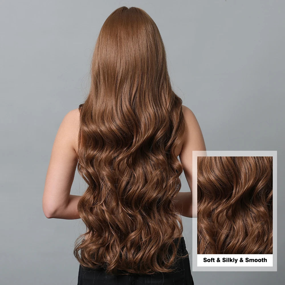 Long Wavy Synthetic Hair Wigs with Bangs - Various Colors Available