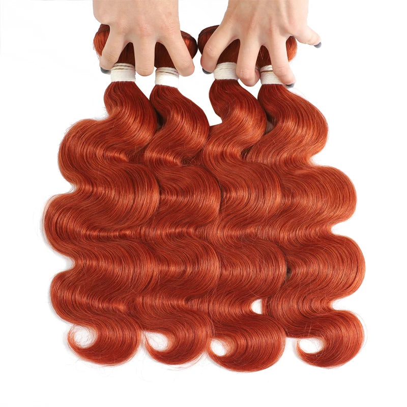 Body Wave Ginger Bundles With Blonde Body Wave Closure  - Human Hair Various Lengths