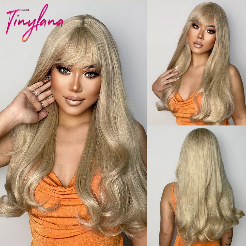 Long Curly Wavy Cosplay Synthetic Wigs With Bangs - Various Colors Available