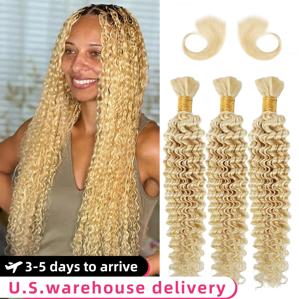 613 Deep Wavy - Human Braiding Hair, No Weft (Used For Boho Braids)