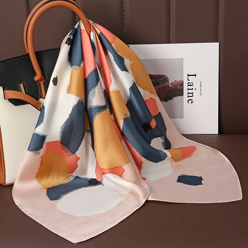Luxury Print Satin Silk Square Scarfs