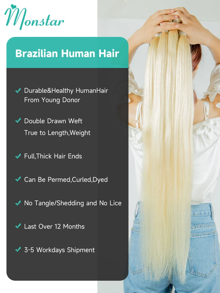 613 Blonde Brazilian Remy Straight Human Hair - Various Lengths