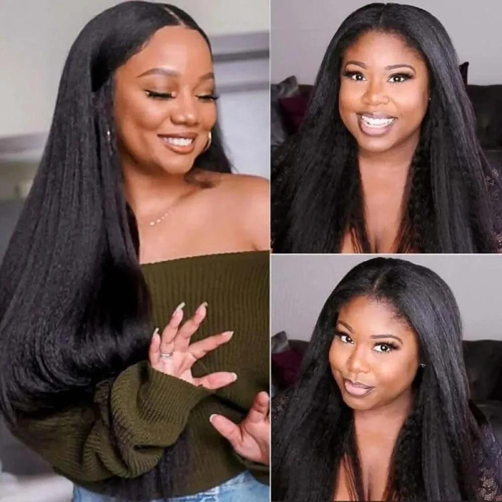 Kinky Straight V Part Human Hair Wig