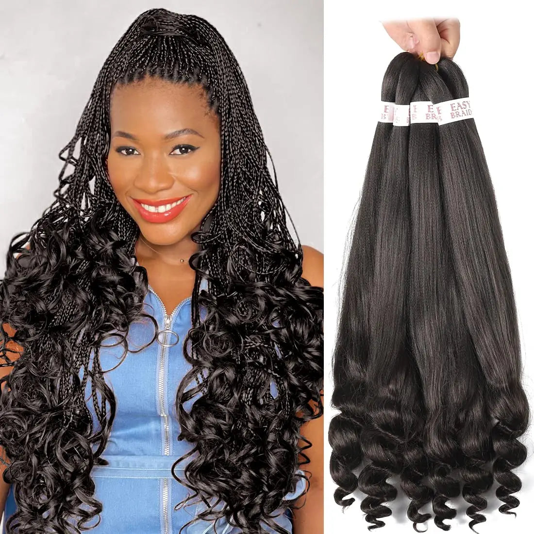 Pre-Stretched French Curly Synthetic Braiding Hair
