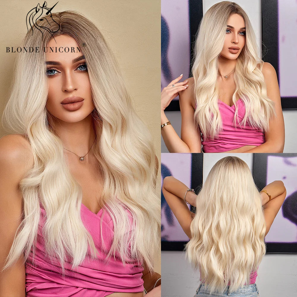 Wavy Synthetic Wig with Bangs - Various Colors Available