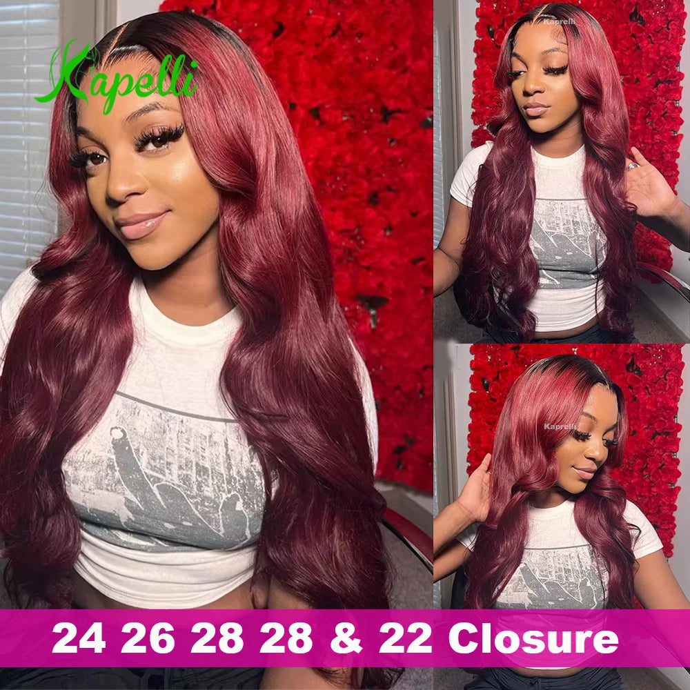 1B99J Body Wave Bundles With Closure Brazilian Human Hair