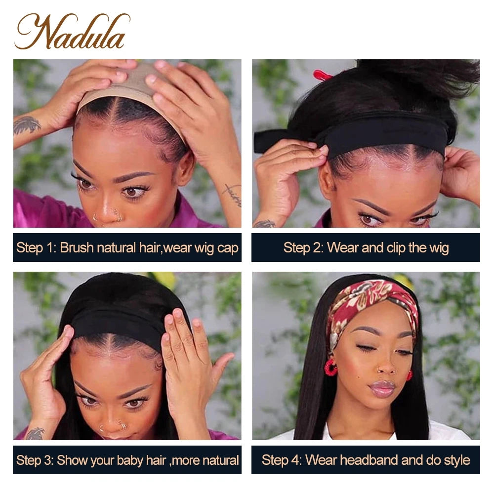 Kinky Curly Human Hair Headband Wig