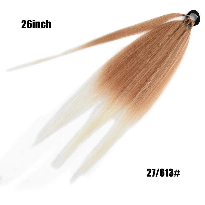 26/34inch Synthetic Long Straight Wrap Around Chignon Ponytail With Rubber Band