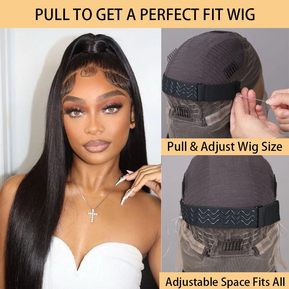 Bone Straight - Glueless Invisi-Drawstring 360 HD Transparent Lace Front Human Hair Wear&Go Wig
