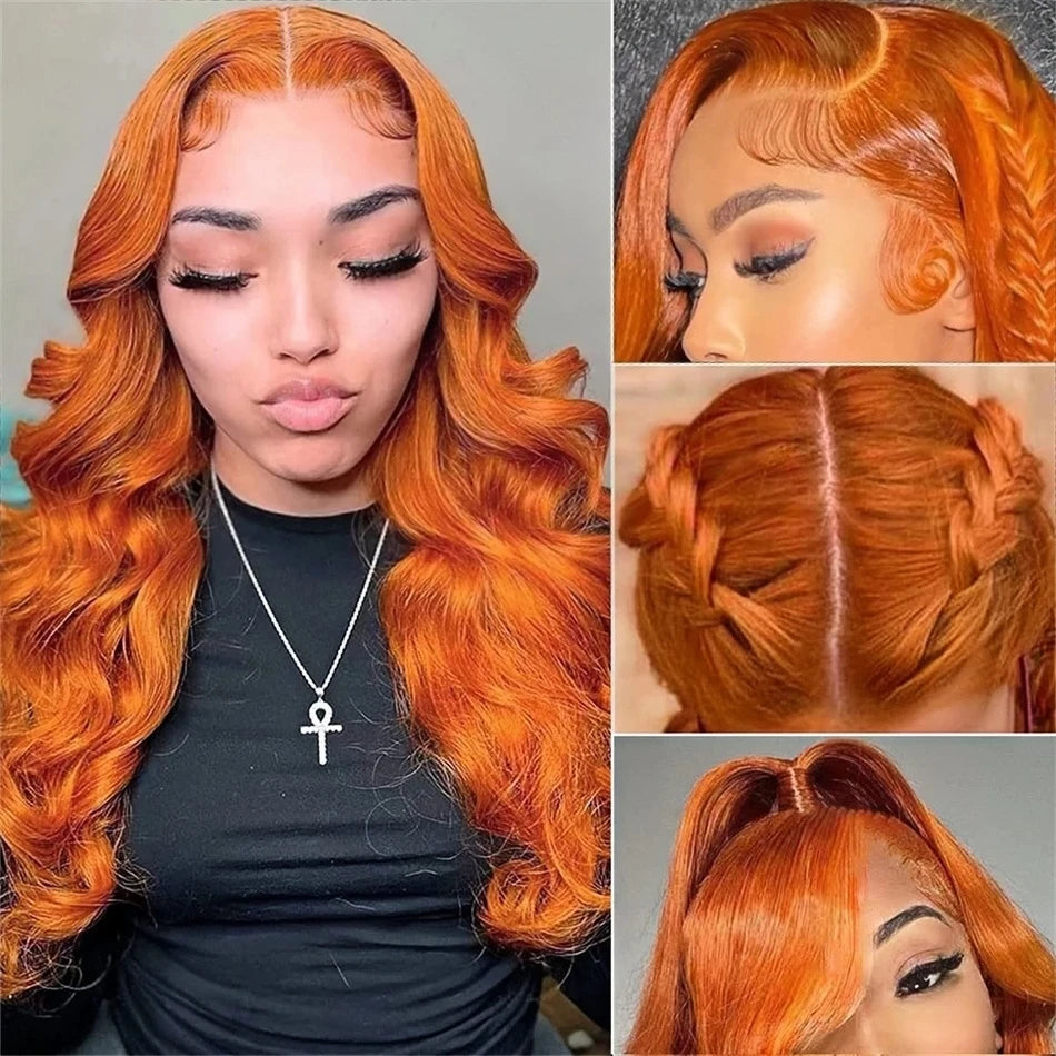 Orange Ginger Body Wave - 13X4, 13x6 HD Transparent Lace Front Glueless Human Hair Wig