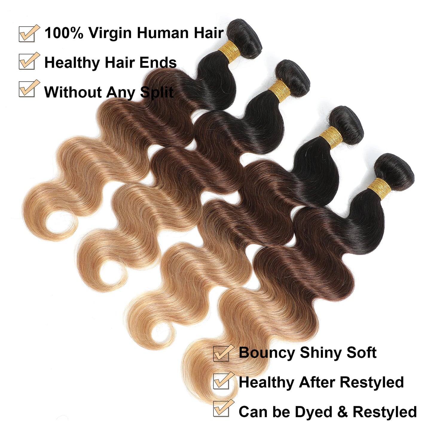 Ombre Body Wave 100% Unprocessed Virgin Brazilian Human Hair