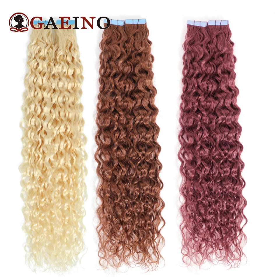 Water Wave Human Hair - Tape in Extensions, Various Colors Available