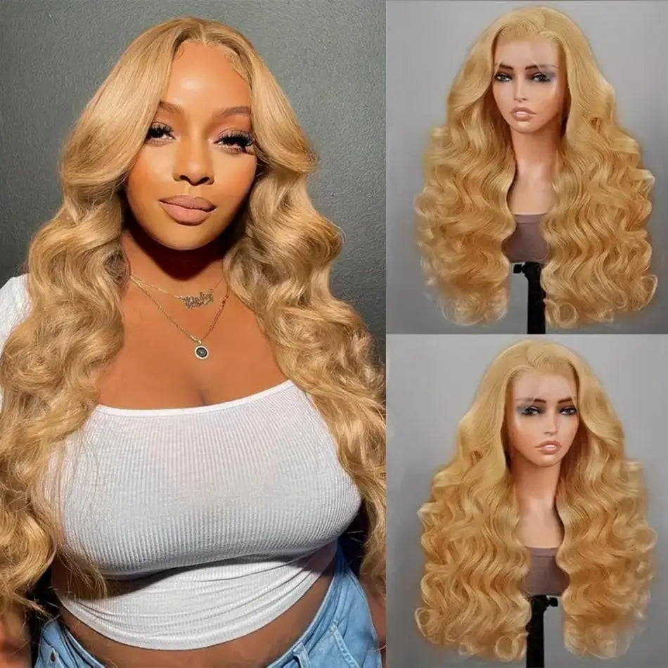 Honey Blonde Body Wave - Preplucked Lace Frontal Human Hair Wig