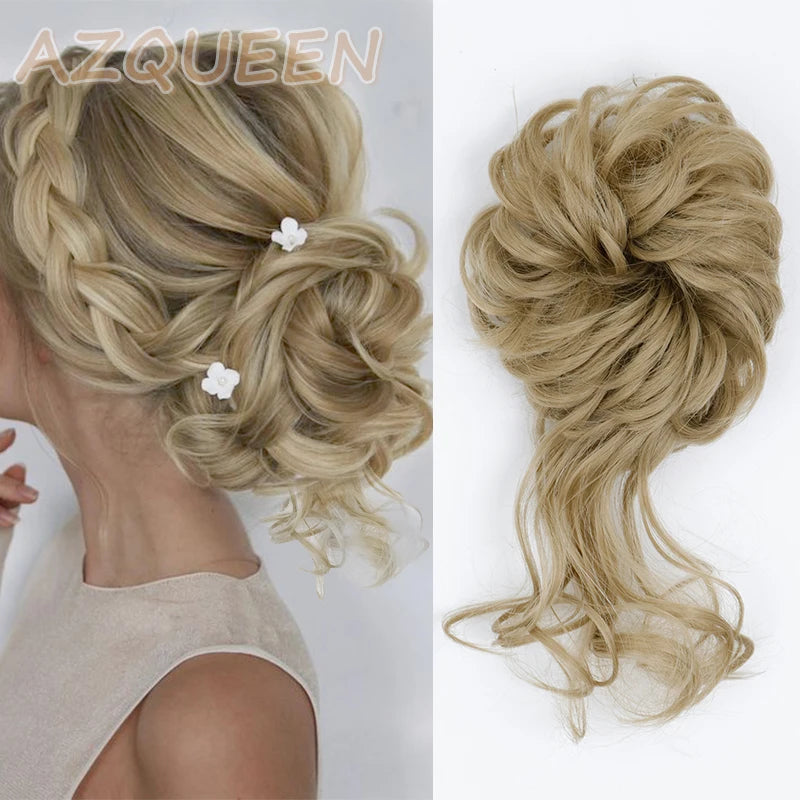 Synthetic Culrly Messy Ponytail Updo Bun with Elastic Band/Scrunchy