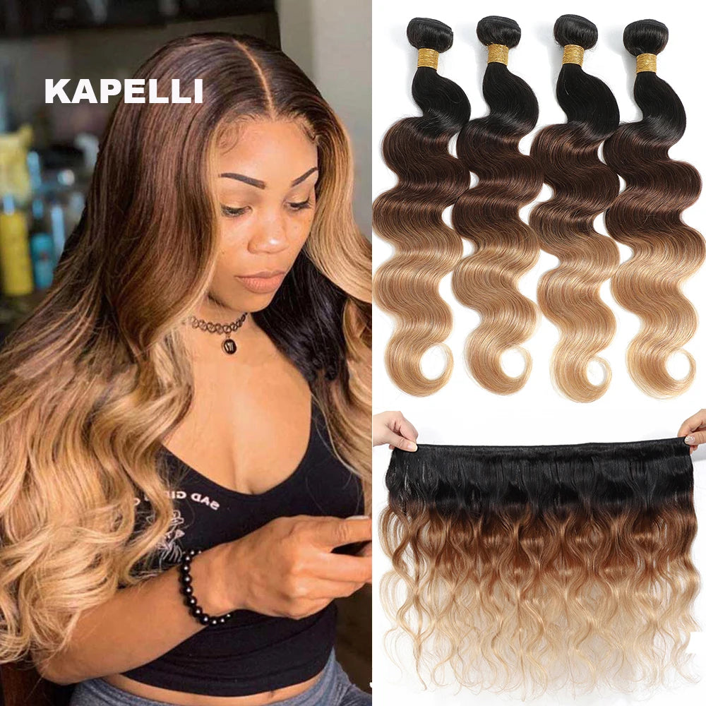 Body Wave Bundles Human Hair - Ombre Colored