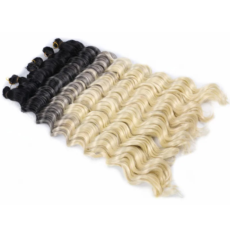 Ombre Deep Water Wave Bulk Crochet Synthetic Hair - Various Colors Available