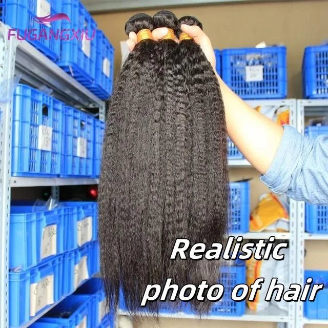 Raw Indian Yaki Straight 3 Bundles With HD Frontal Closure Human Hair Bundles