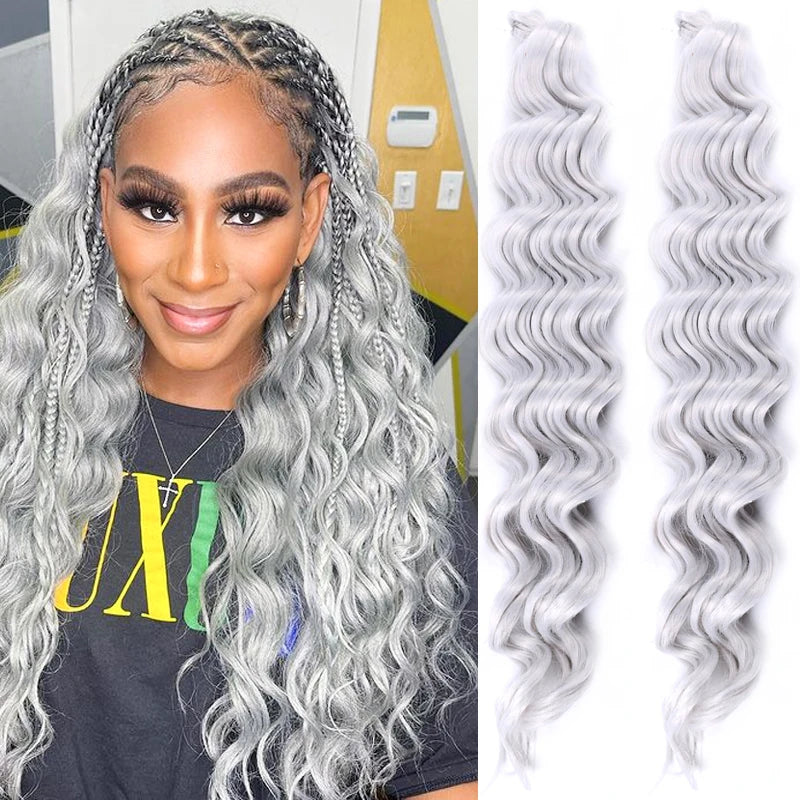 Ombre Deep Water Wave Bulk Crochet Synthetic Hair - Various Colors Available