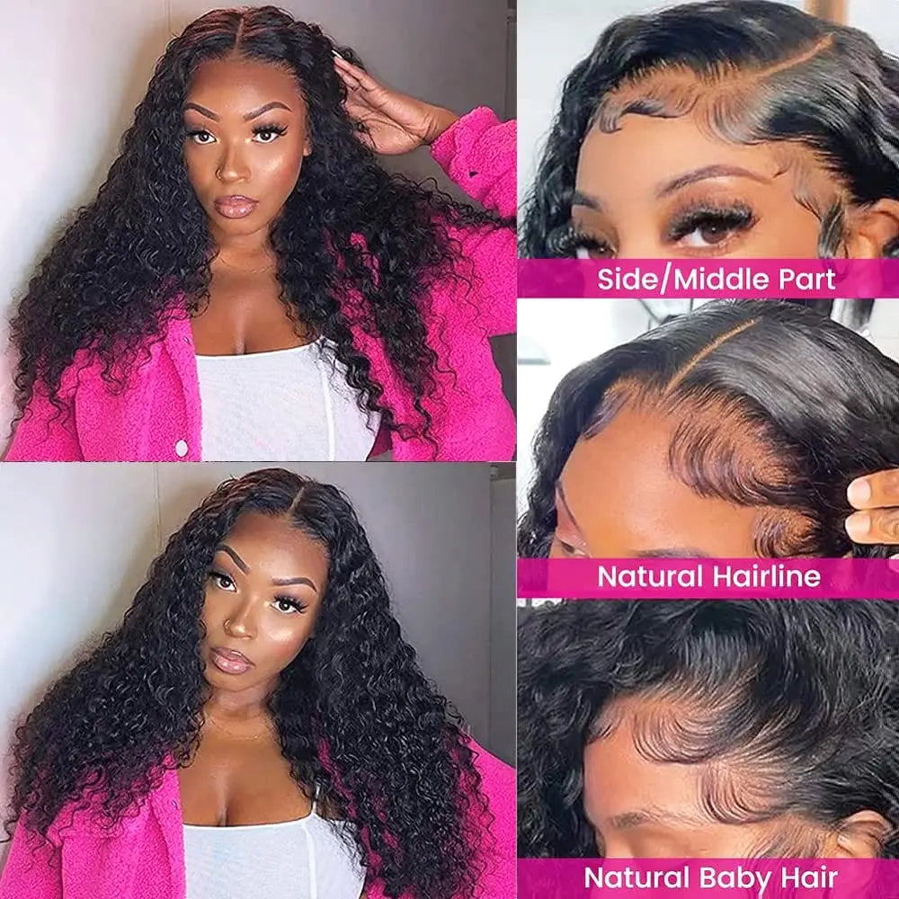 Deep Wave/Wet & Wavy Bundles With 13X4 Lace Frontal  - 100% Human Hair