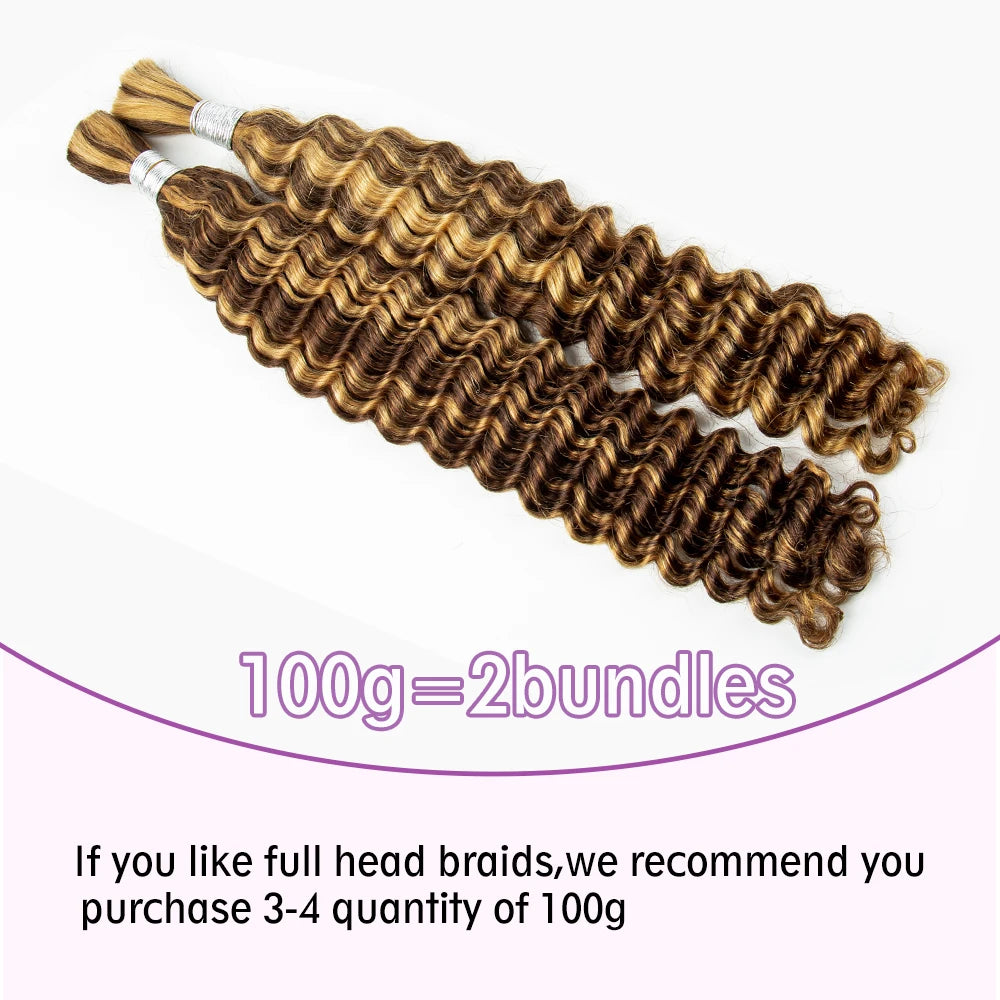 Deep Wave Highlight Ombre Human Hair For Braiding
