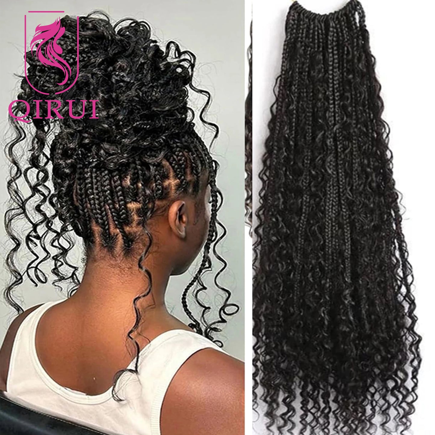 Crochet Boho Curly Human Hair Braids - Pre Looped