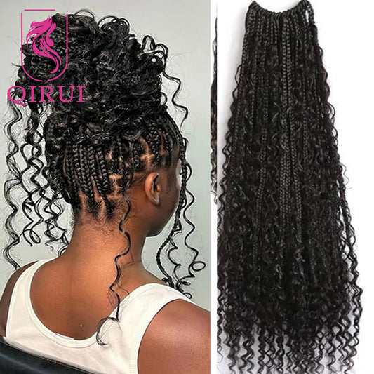 Crochet Boho Curly Human Hair Braids - Pre Looped