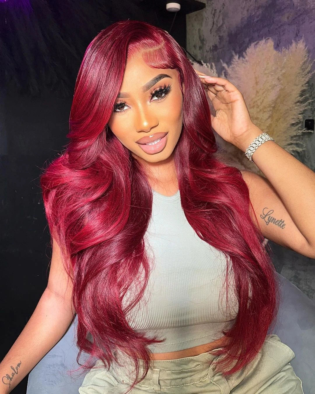 Burgundy Body Wave - HD Transparent Lace Front Human Hair Wig