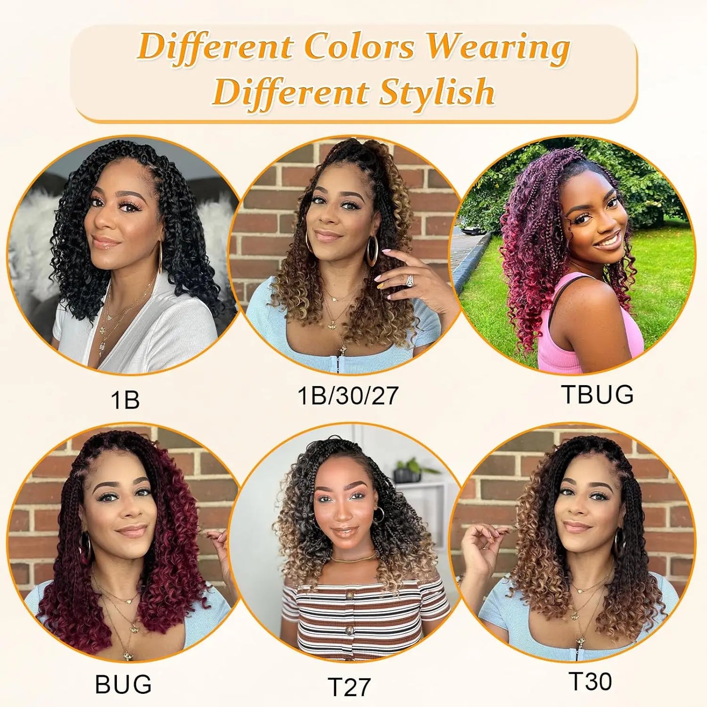 Curly Goddess Box Braids - Crochet Synthetic Hair, 1pc & 8pcs/ Various Colors Available