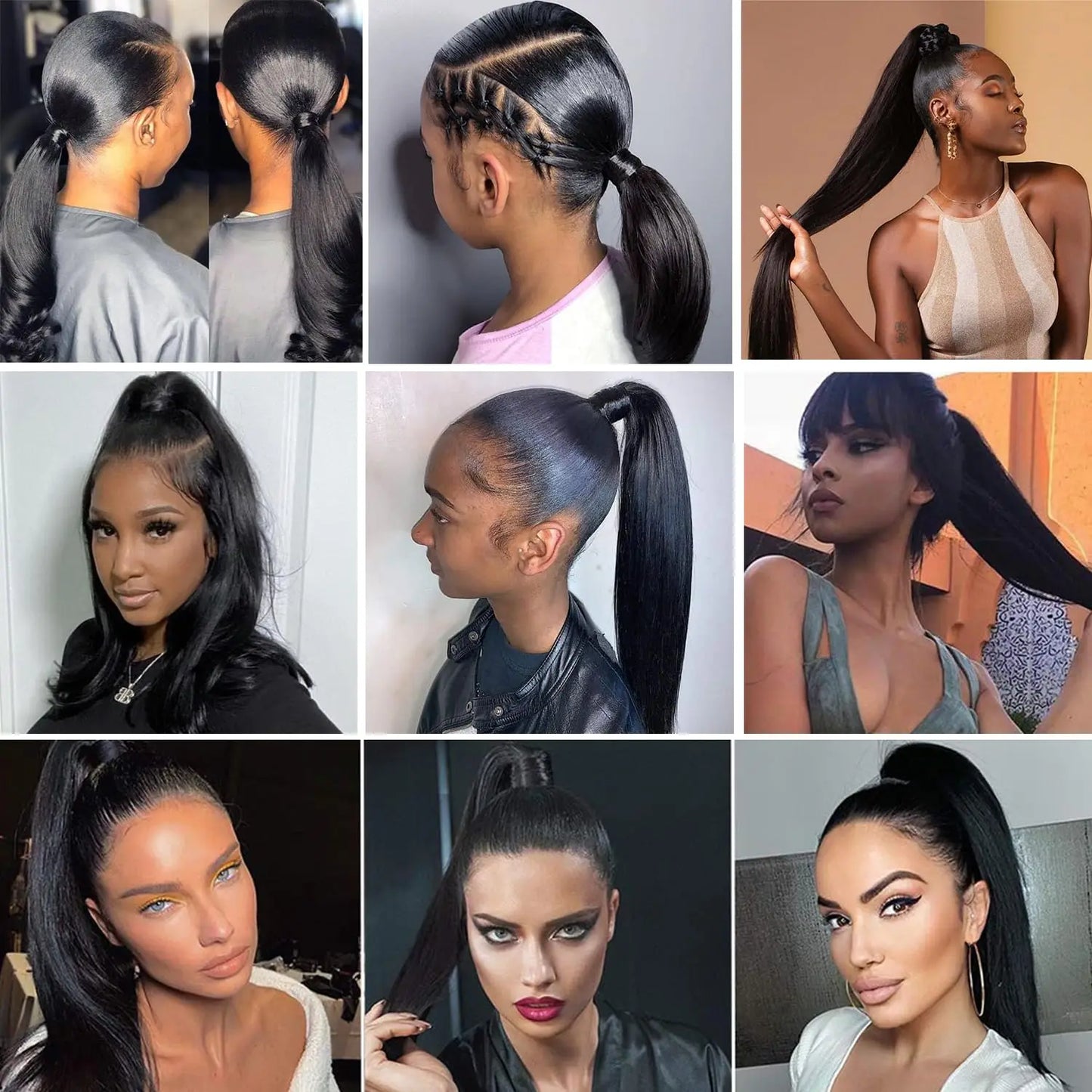 Human Hair Wrap Around Ponytail 10-32 Inches; Available in Straight, Body Wave, Water Wave & Kinky Curly (Natural Color)