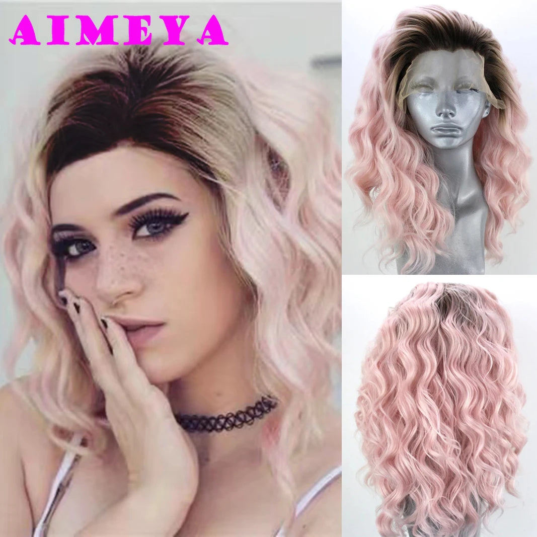 Water Wave Short Synthetic Lace Front Wigs - Various Colors Available