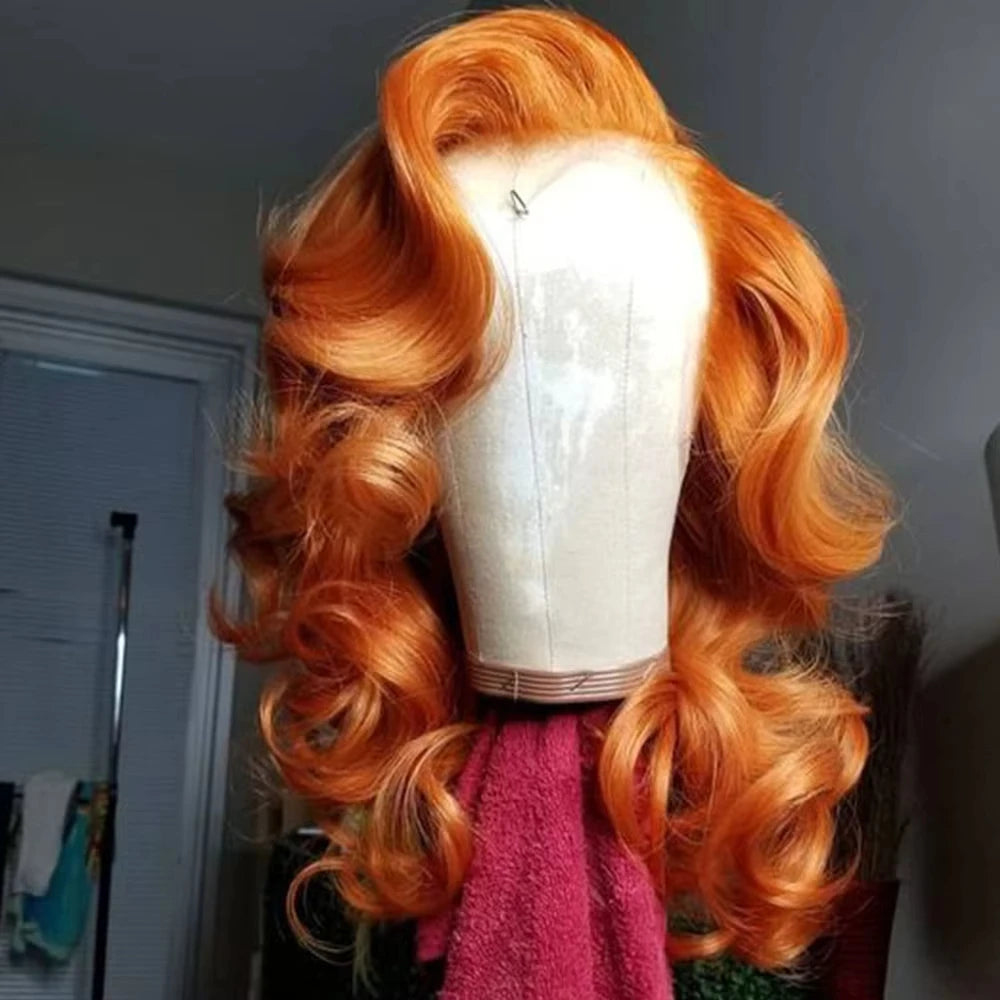 Short Bob Body Wave Ginger Orange - Human Hair, HDLace Glueless Wig